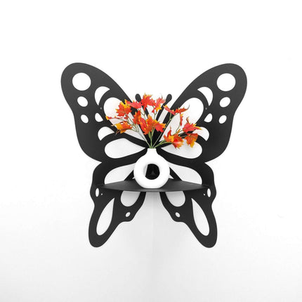 Metal Butterfly Corner Wall Shelf for Plants and Decorative Storage - Metaloslav 