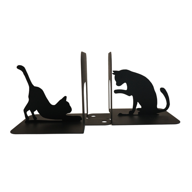Cat Metal Bookends – Modern Steel Book Holder | Minimalist Home & Office Shelf Decor