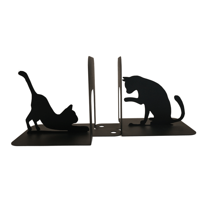 Cat Metal Bookends – Modern Steel Book Holder for Home & Office Decor