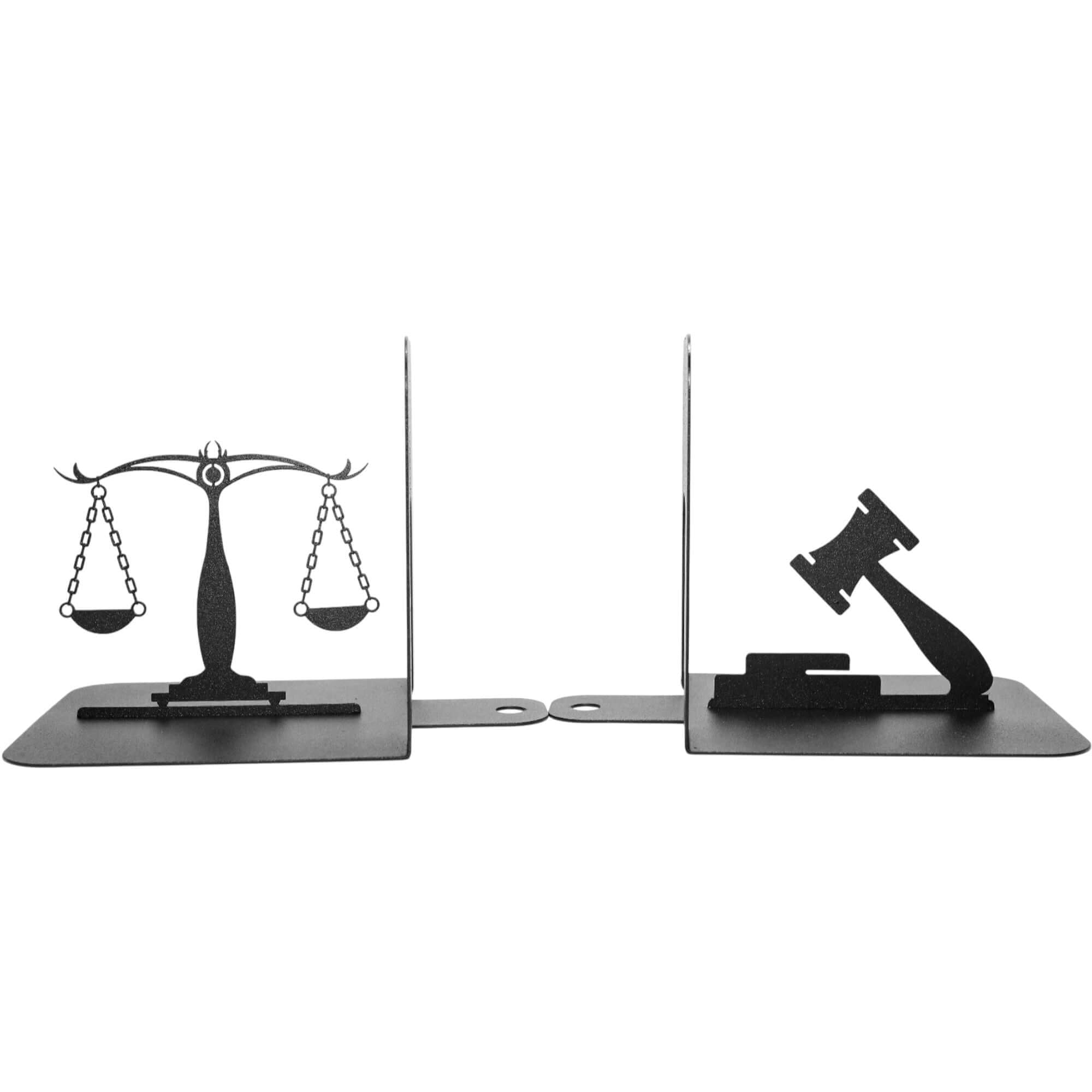 Metal Bookends – Justice Scales & Gavel Steel Book Holder Lawyer Gift
