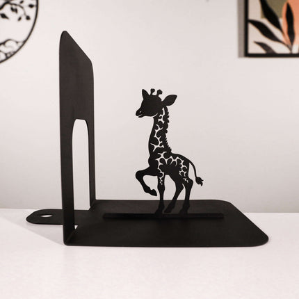 Giraffe Silhouette Metal Bookends in Powder-Coated Steel - Metaloslav 