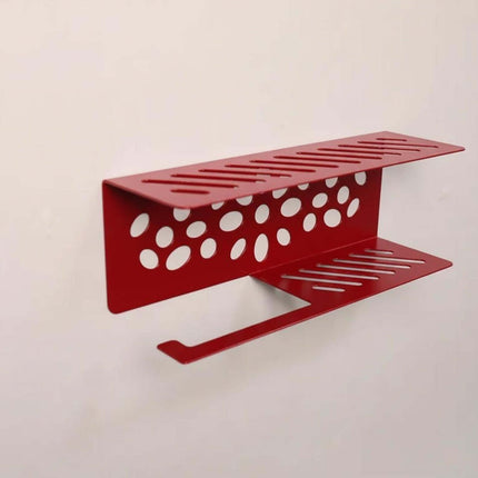 Metal Toilet Paper Holder with Shelf and Cut-Out Pattern - Metaloslav 