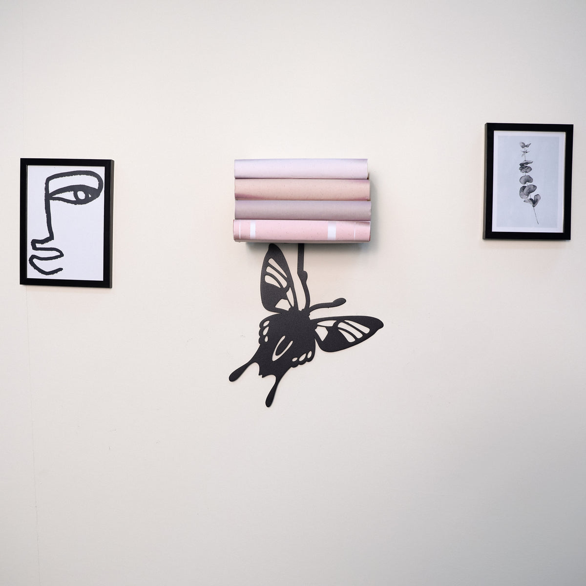 Butterfly Metal Wall Shelf, Handmade Steel Floating Shelf for Home Decor