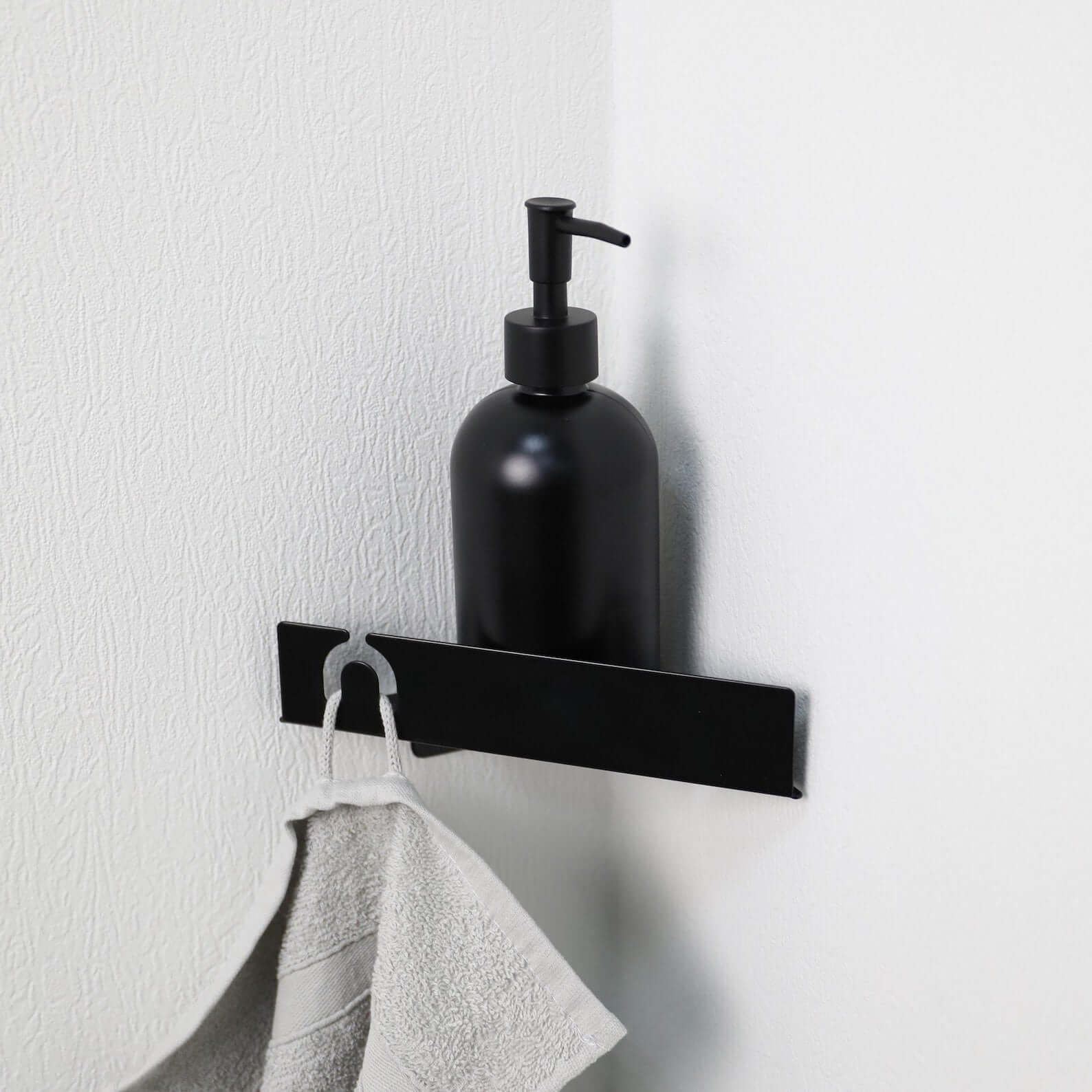 Modern Metal Corner Shower Shelf with Geometric Cutouts, Wall Mounted - Metaloslav 
