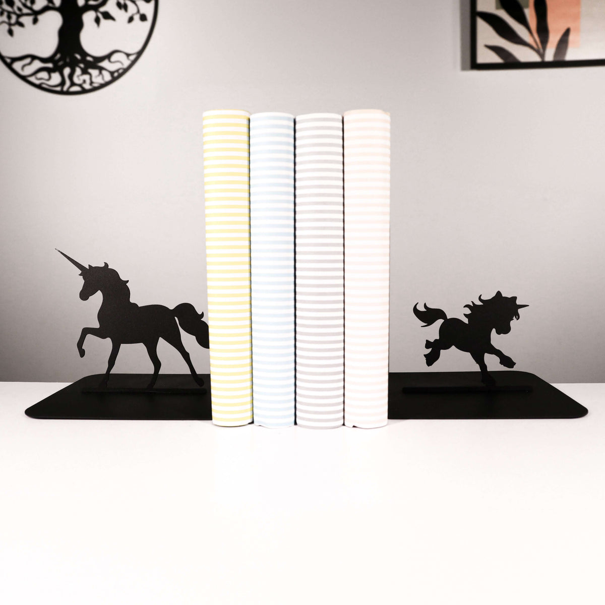 Unicorn Silhouette Metal Bookends in Powder-Coated Steel - Metaloslav 