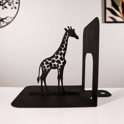 Giraffe Silhouette Metal Bookends in Powder-Coated Steel - Metaloslav 