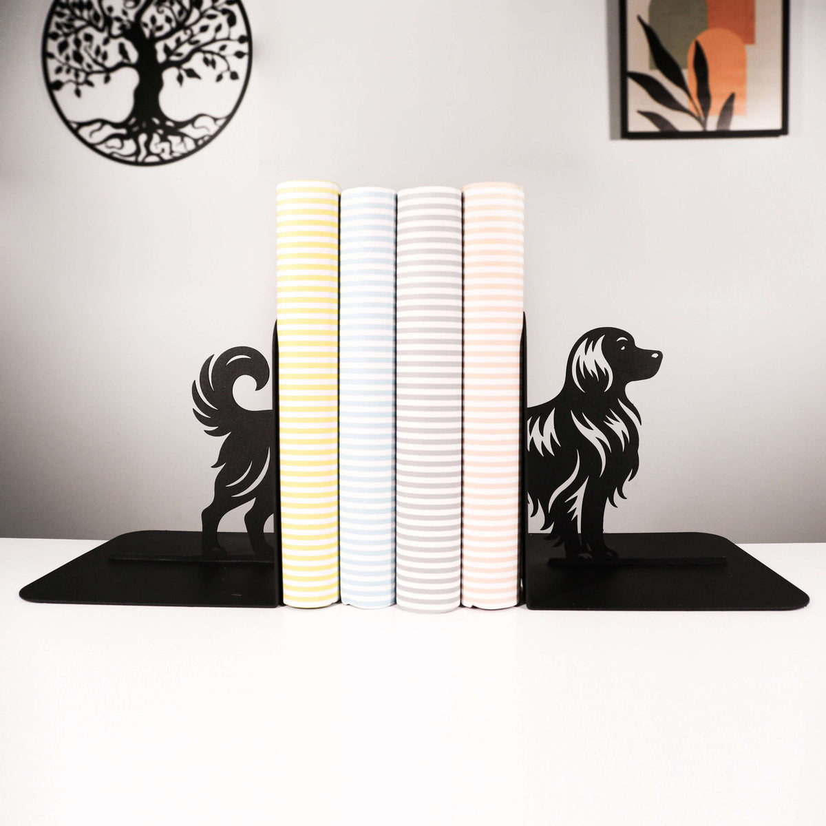 Dog Silhouette Metal Bookends in Powder-Coated Steel - Metaloslav 