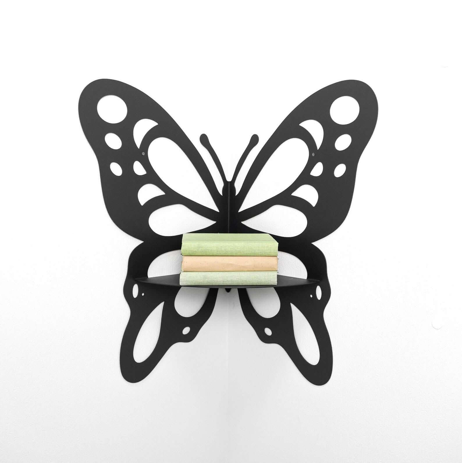 Metal Butterfly Corner Wall Shelf for Plants and Decorative Storage - Metaloslav 