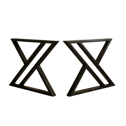 Industrial X-Shaped Metal Table Legs Set of 2 for DIY Tables - Metaloslav 