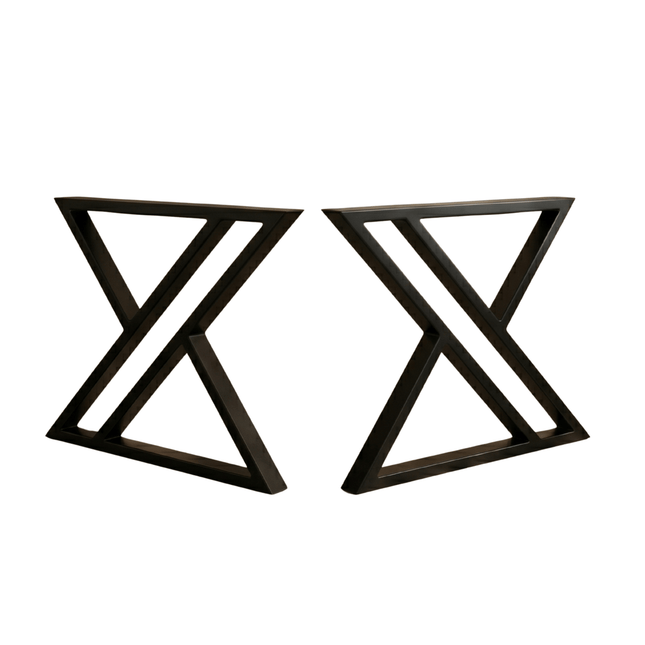 Industrial X-Shaped Metal Table Legs Set of 2 for DIY Tables - Metaloslav 
