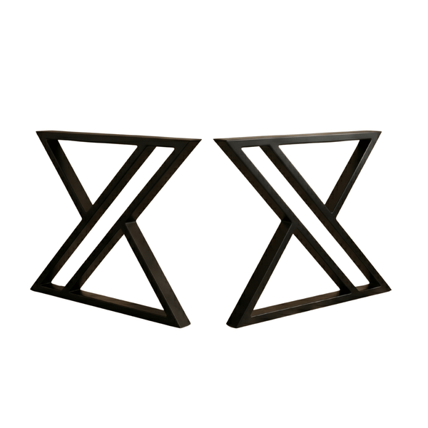 Industrial X-Shaped Metal Table Legs Set of 2 for DIY Tables - Metaloslav 