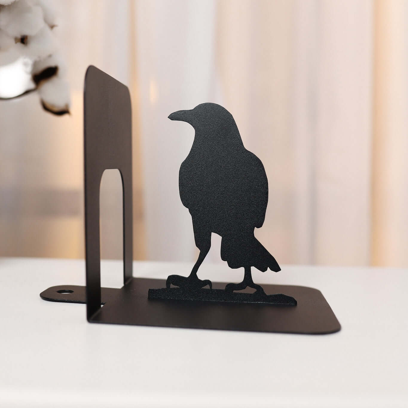 Crow Metal Bookends with Minimalist Silhouette