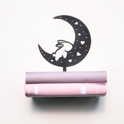 Rabbit on the Moon Metal Floating Shelf – Modern Wall-Mounted Decor | Home & Office