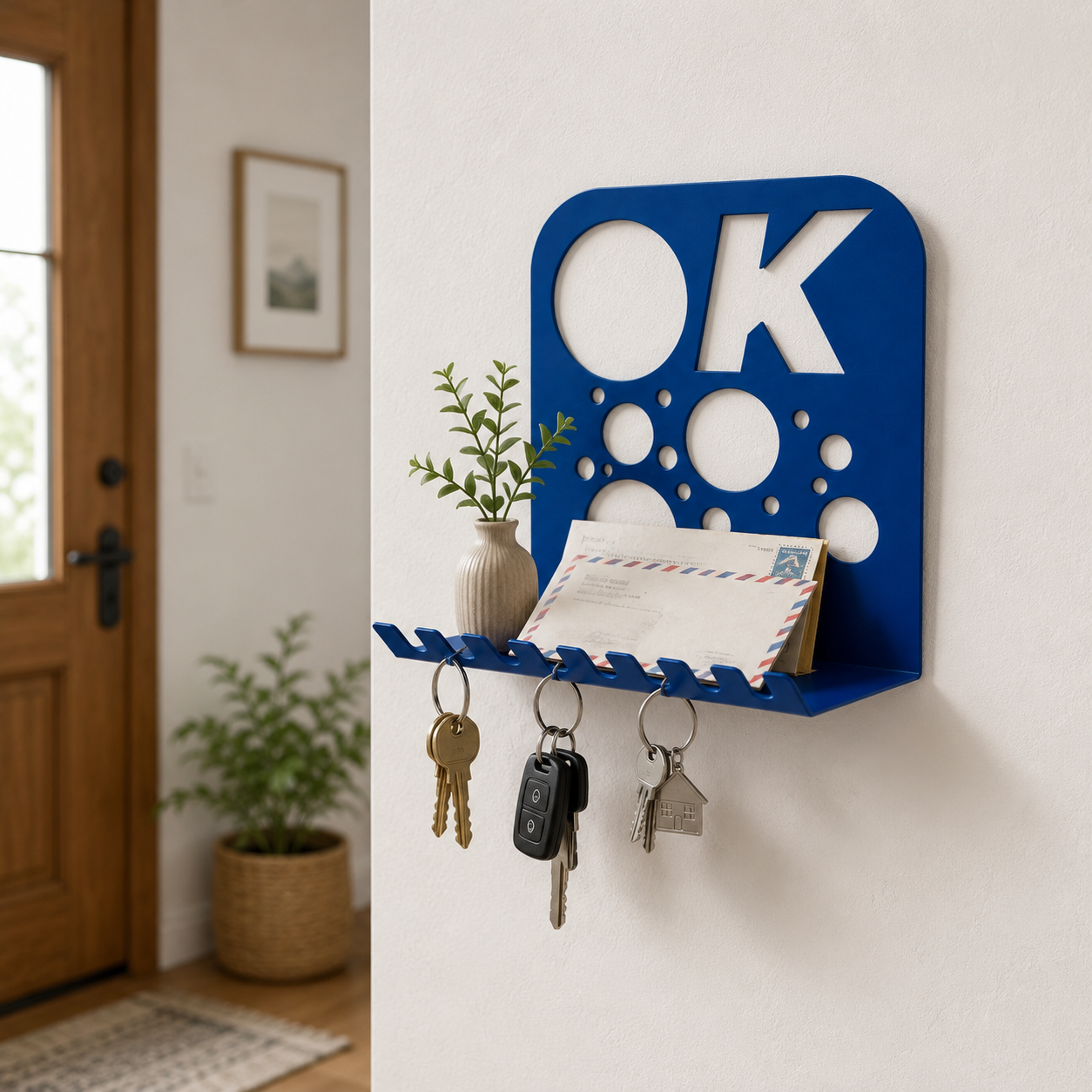 Perforated Metal Wall Shelf, Handmade Steel Bathroom Organizer
