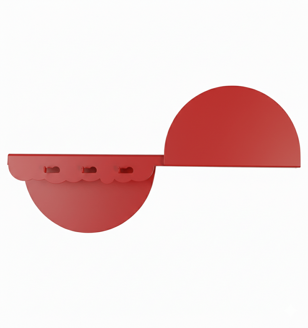Curved Metal Wall Shelf with Hooks and Floating Design - Metaloslav 