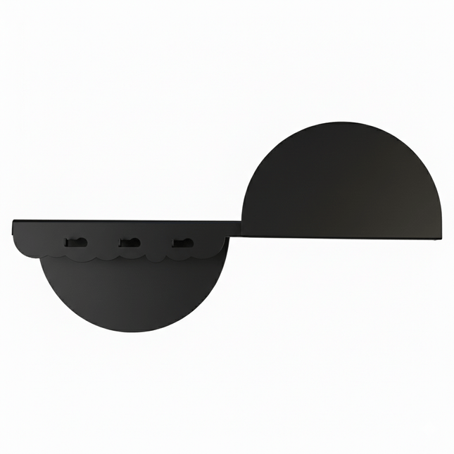 Curved Metal Wall Shelf with Hooks and Floating Design - Metaloslav 