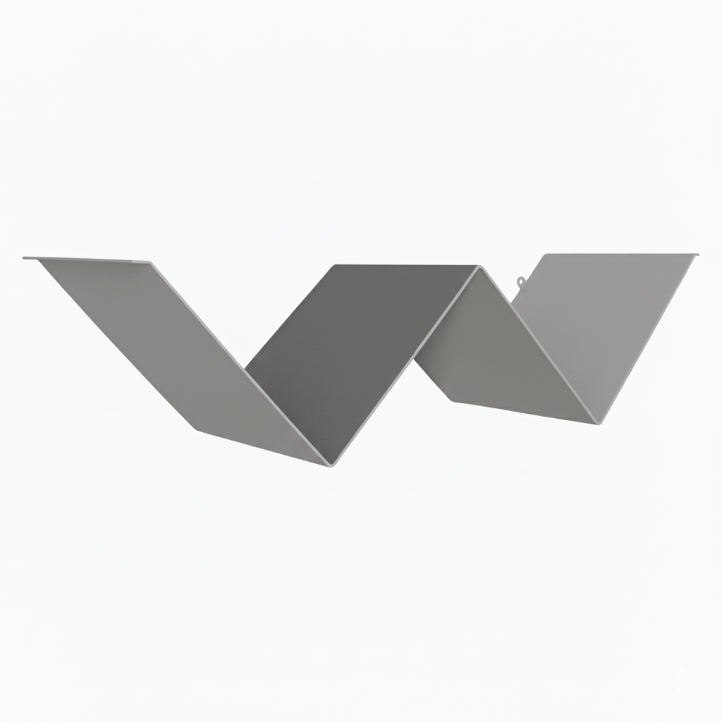 W-Shaped Metal Floating Wall Shelf with Sculptural Geometry - Metaloslav 