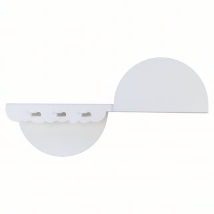 Curved Metal Wall Shelf with Hooks and Floating Design - Metaloslav 