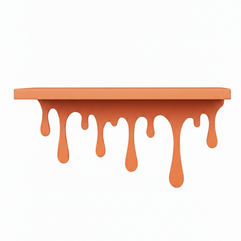 Dripping Metal Floating Wall Shelf with Sculptural Paint-Drip Edge - Metaloslav 