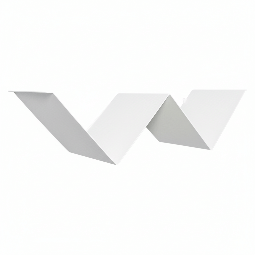 W-Shaped Metal Floating Wall Shelf with Sculptural Geometry - Metaloslav 