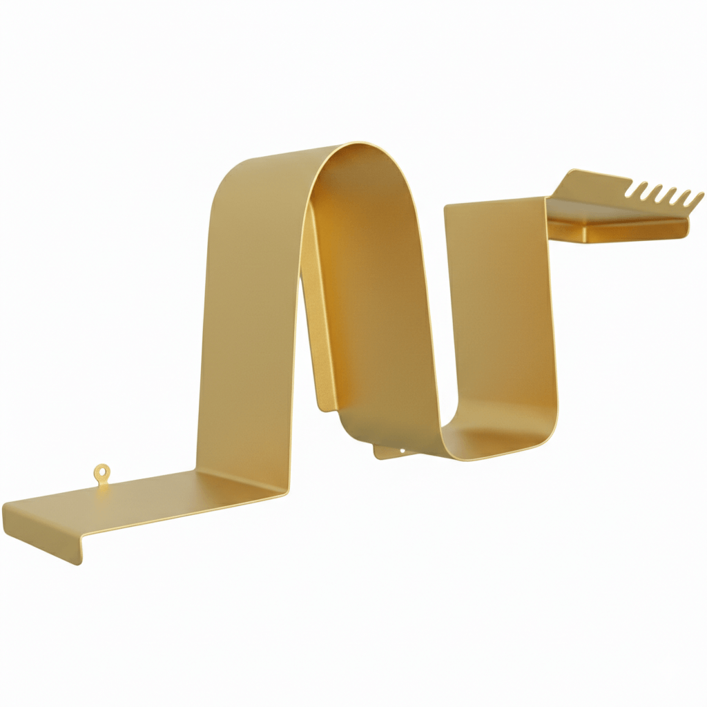 Wave-Shaped Metal Floating Wall Shelf with Sculptural Steel Form - Metaloslav 