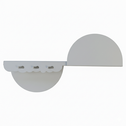 Curved Metal Wall Shelf with Hooks and Floating Design - Metaloslav 