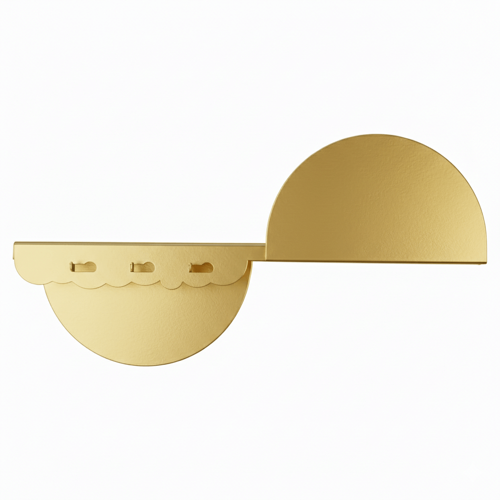 Curved Metal Wall Shelf with Hooks and Floating Design - Metaloslav 