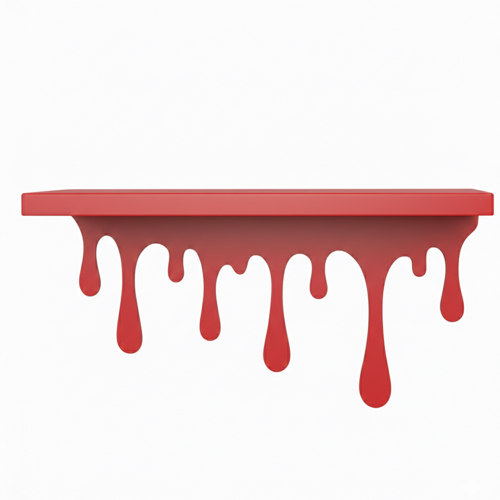 Dripping Metal Floating Wall Shelf with Sculptural Paint-Drip Edge - Metaloslav 