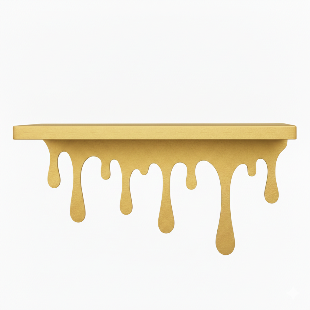 Dripping Metal Floating Wall Shelf with Sculptural Paint-Drip Edge - Metaloslav 