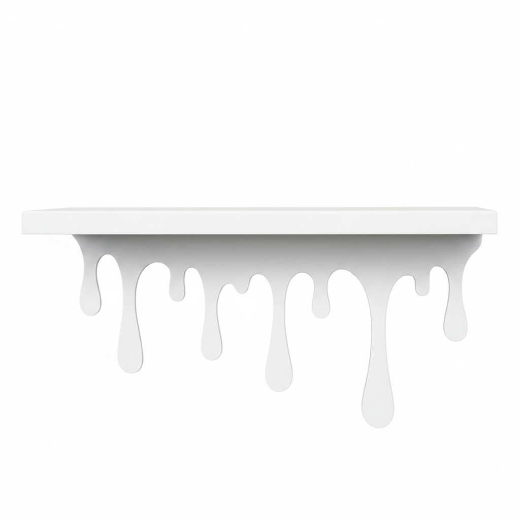 Dripping Metal Floating Wall Shelf with Sculptural Paint-Drip Edge - Metaloslav 