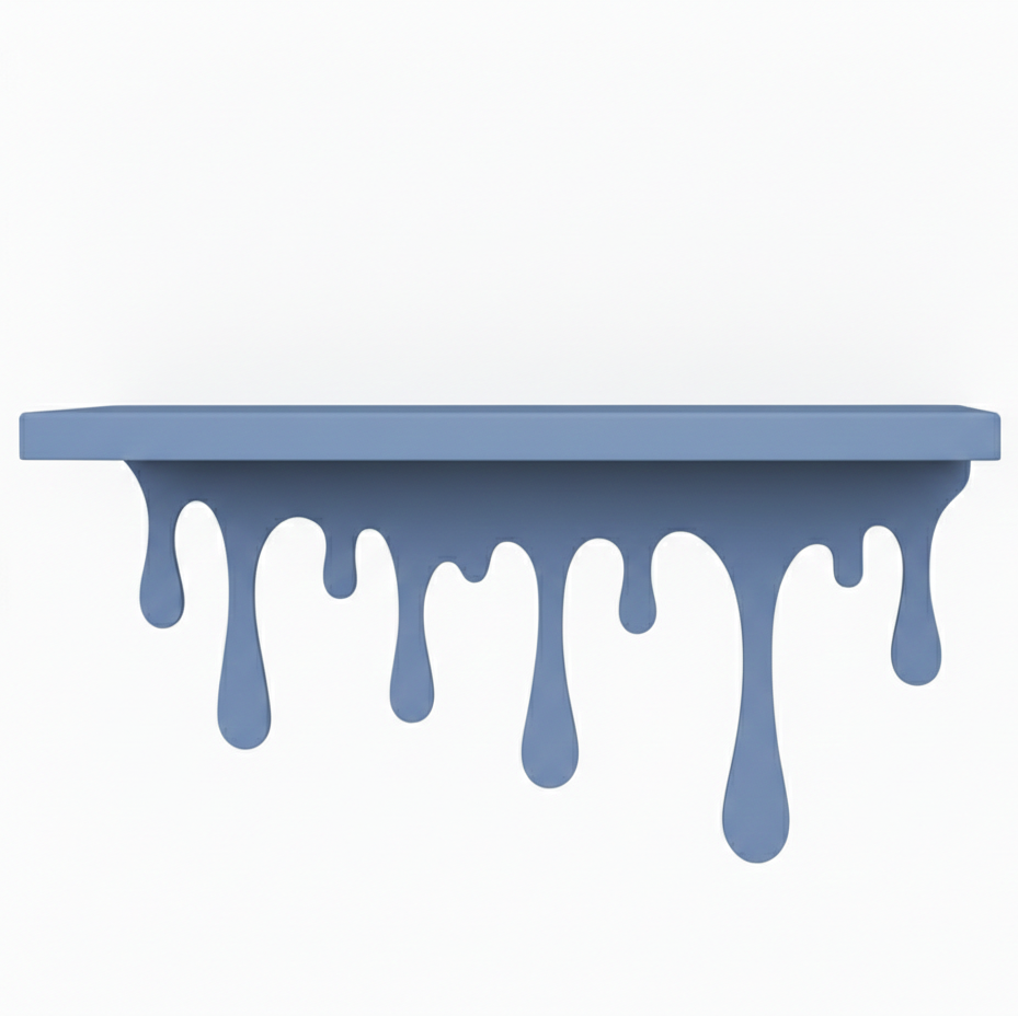Dripping Metal Floating Wall Shelf with Sculptural Paint-Drip Edge - Metaloslav 