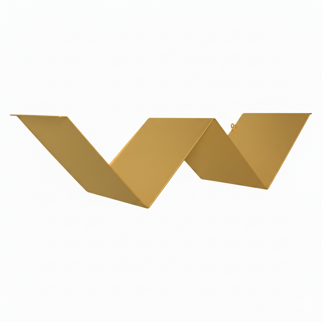 W-Shaped Metal Floating Wall Shelf with Sculptural Geometry - Metaloslav 