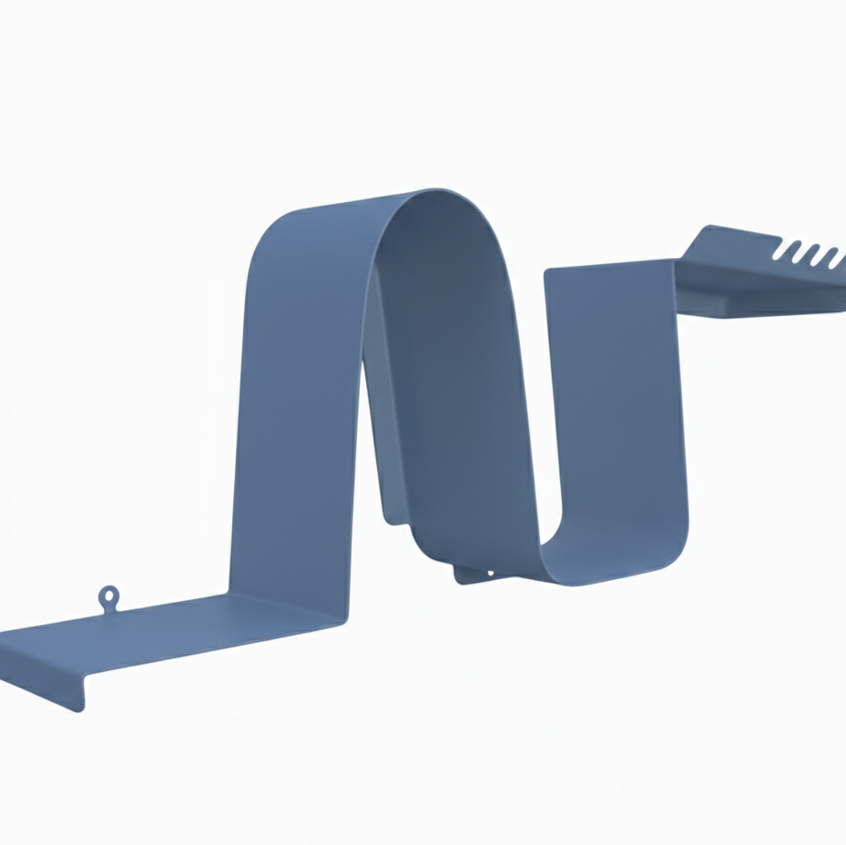 Wave-Shaped Metal Floating Wall Shelf with Sculptural Steel Form - Metaloslav 