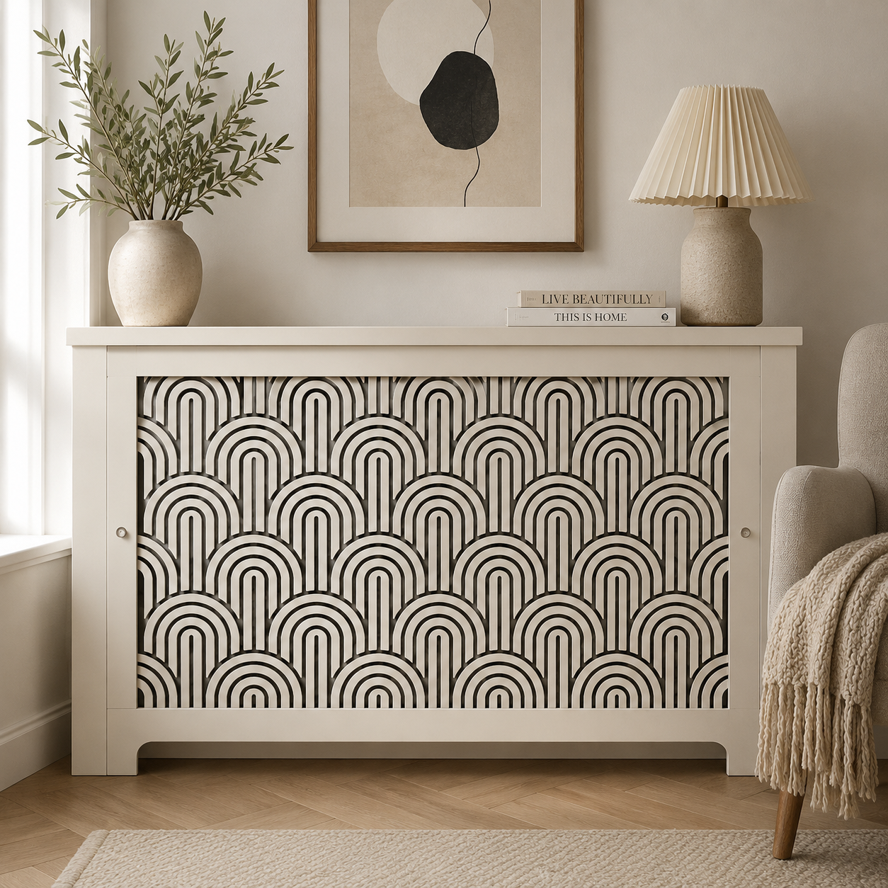 Art Deco Metal Vent Cover, Custom Steel HVAC Grille With Geometric Pattern