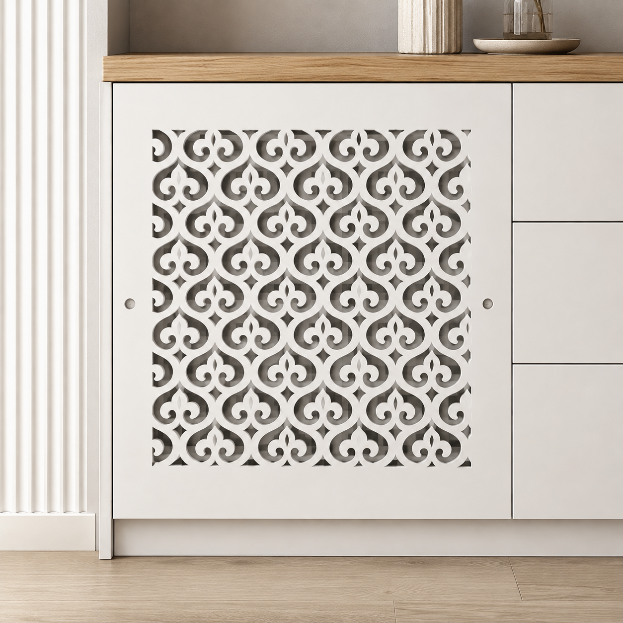 Decorative Metal Vent Cover, Custom Steel HVAC Grille With Ornamental Pattern