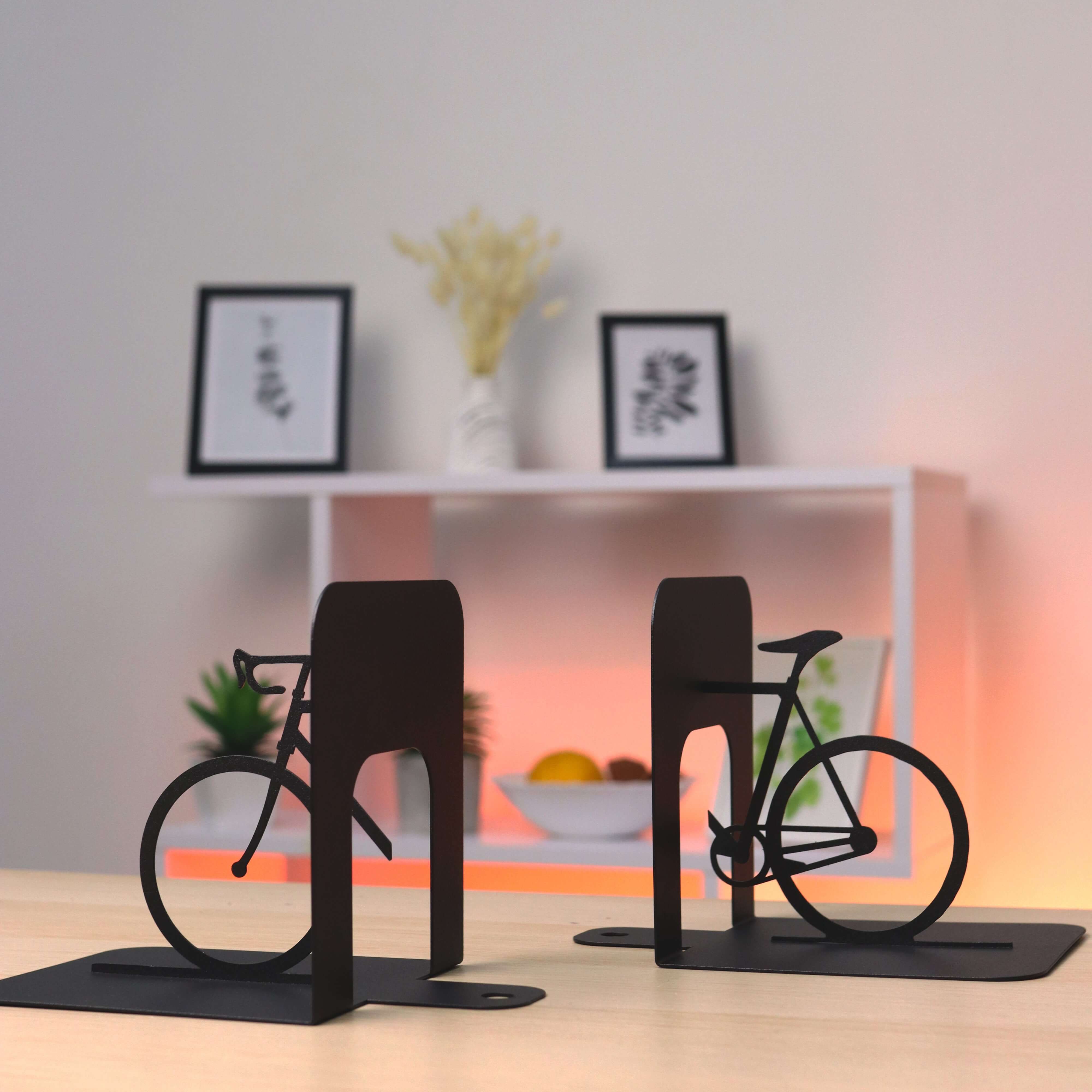 Bicycle Metal Bookends with Minimalist Silhouette - Metaloslav 