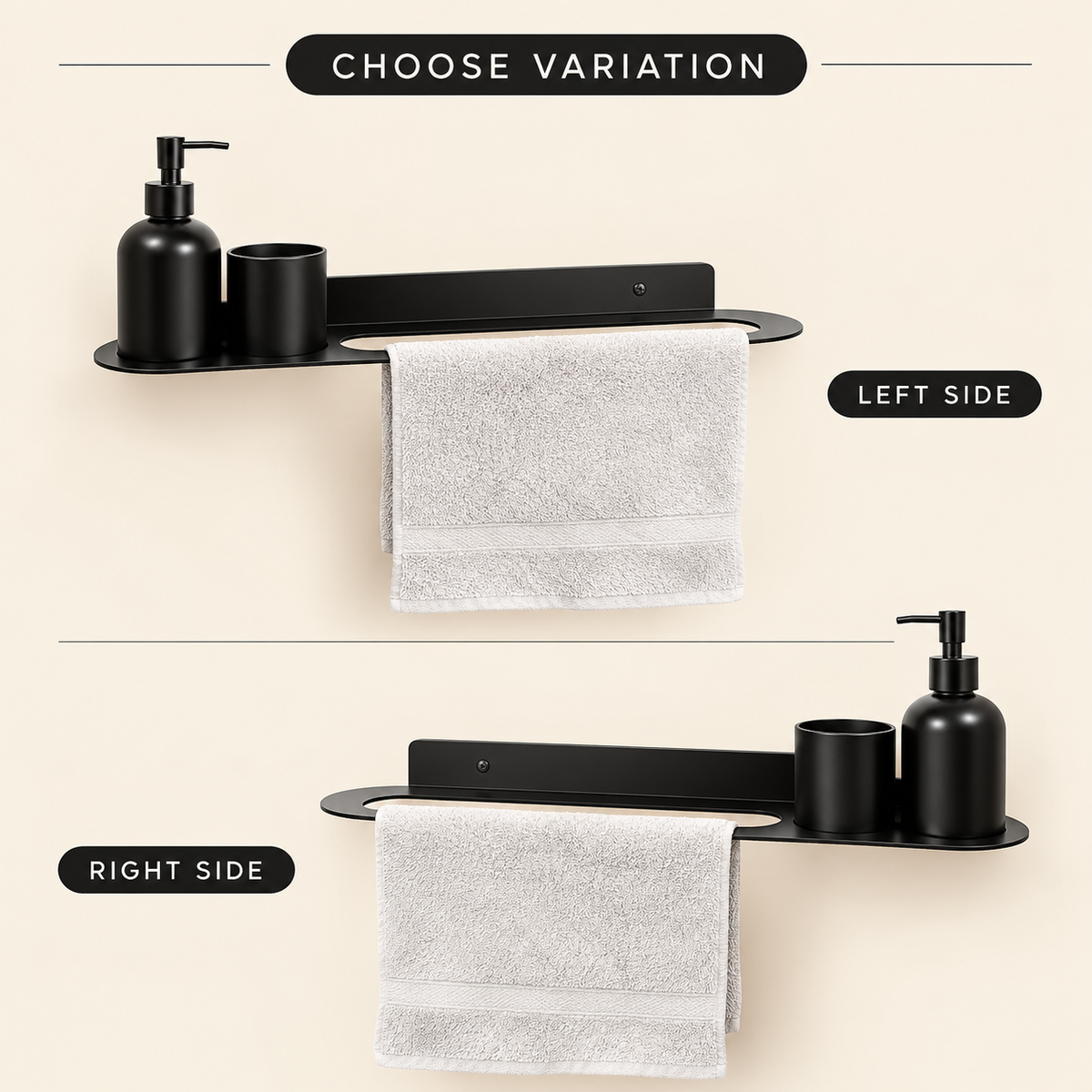 Metal Bathroom Wall Shelf with Towel Holder – Modern Design
