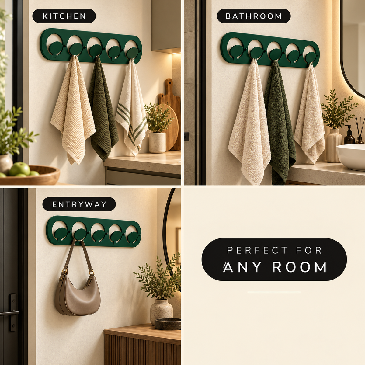 Modern Metal Wall Hooks Rack – Coat & Bag Organizer