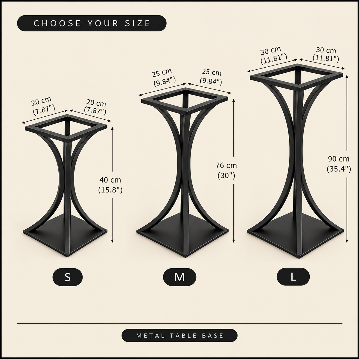 Modern Metal Pedestal Table Base – Curved Steel Design