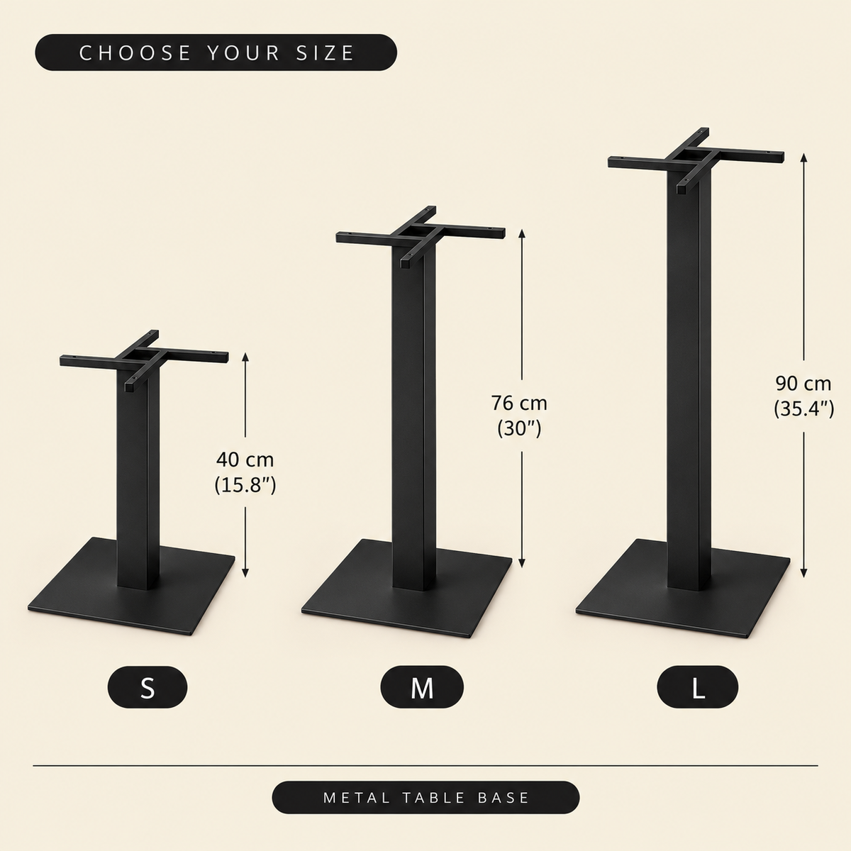 Industrial Metal Pedestal Table Base – Square Steel Design