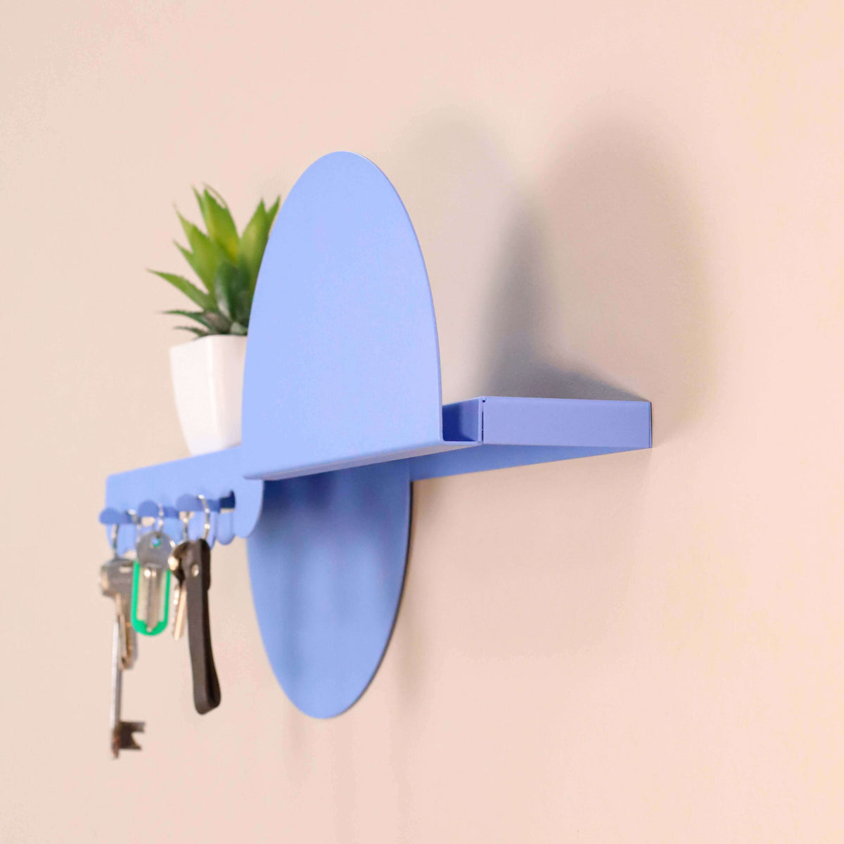 Metal Wall Shelf with Hooks – Floating Steel Shelf for Home & Entryway
