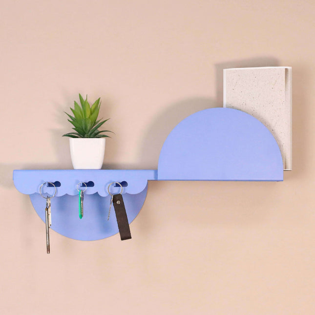 Metal Wall Shelf with Hooks – Floating Steel Shelf for Home & Entryway