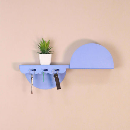 Metal Wall Shelf with Hooks – Floating Steel Shelf for Home & Entryway