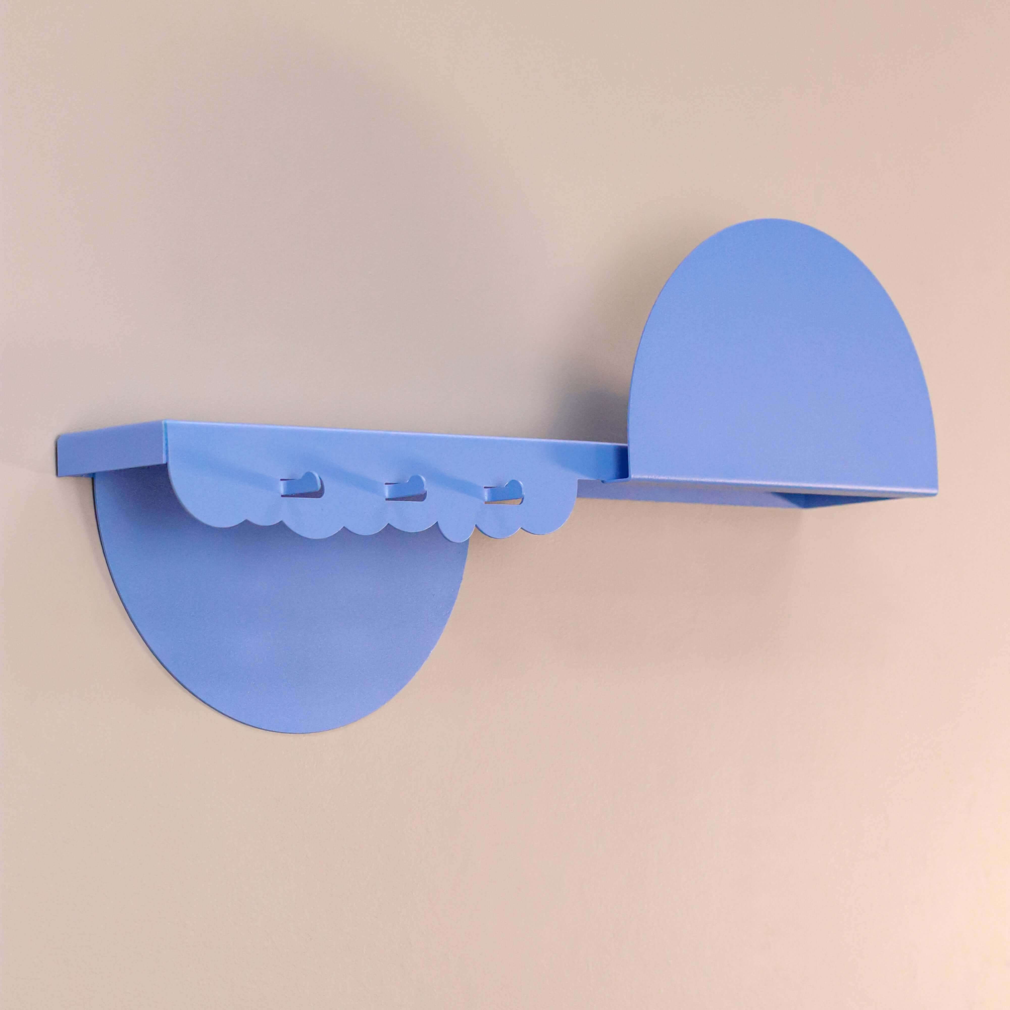 Metal Wall Shelf with Hooks – Floating Steel Shelf for Home & Entryway