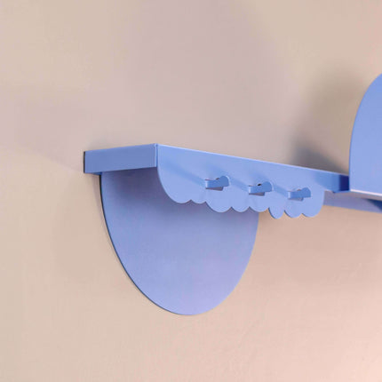 Metal Wall Shelf with Hooks – Floating Steel Shelf for Home & Entryway