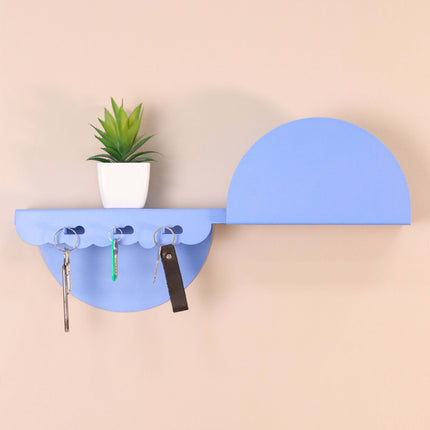 Metal Wall Shelf with Hooks – Floating Steel Shelf for Home & Entryway