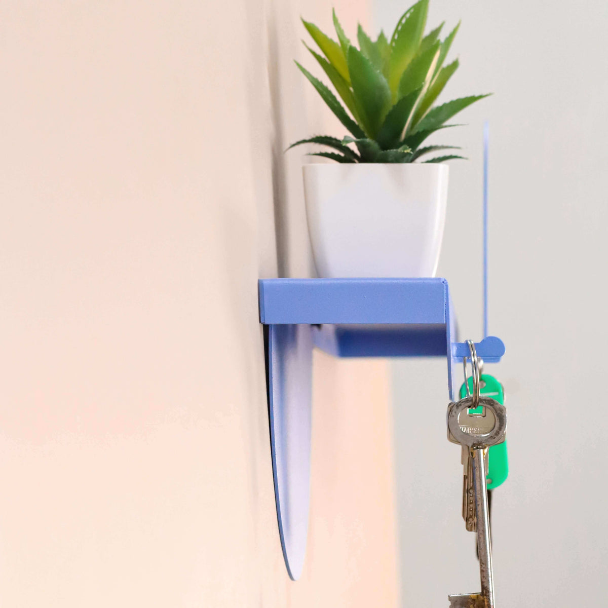 Metal Wall Shelf with Hooks – Floating Steel Shelf for Home & Entryway