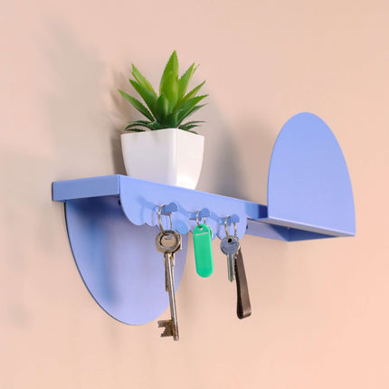 Metal Wall Shelf with Hooks – Floating Steel Shelf for Home & Entryway