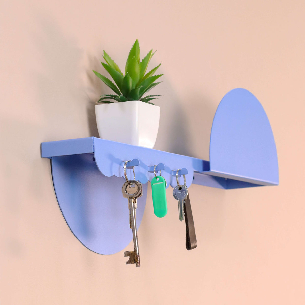 Metal Wall Shelf with Hooks – Floating Steel Shelf for Home & Entryway
