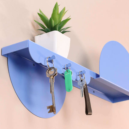 Metal Wall Shelf with Hooks – Floating Steel Shelf for Home & Entryway